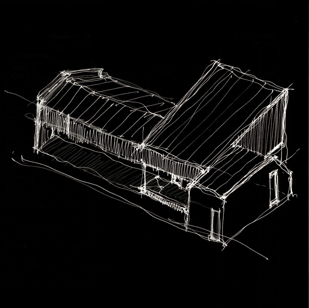 Croquis de volumetría de la Casa de la rasa