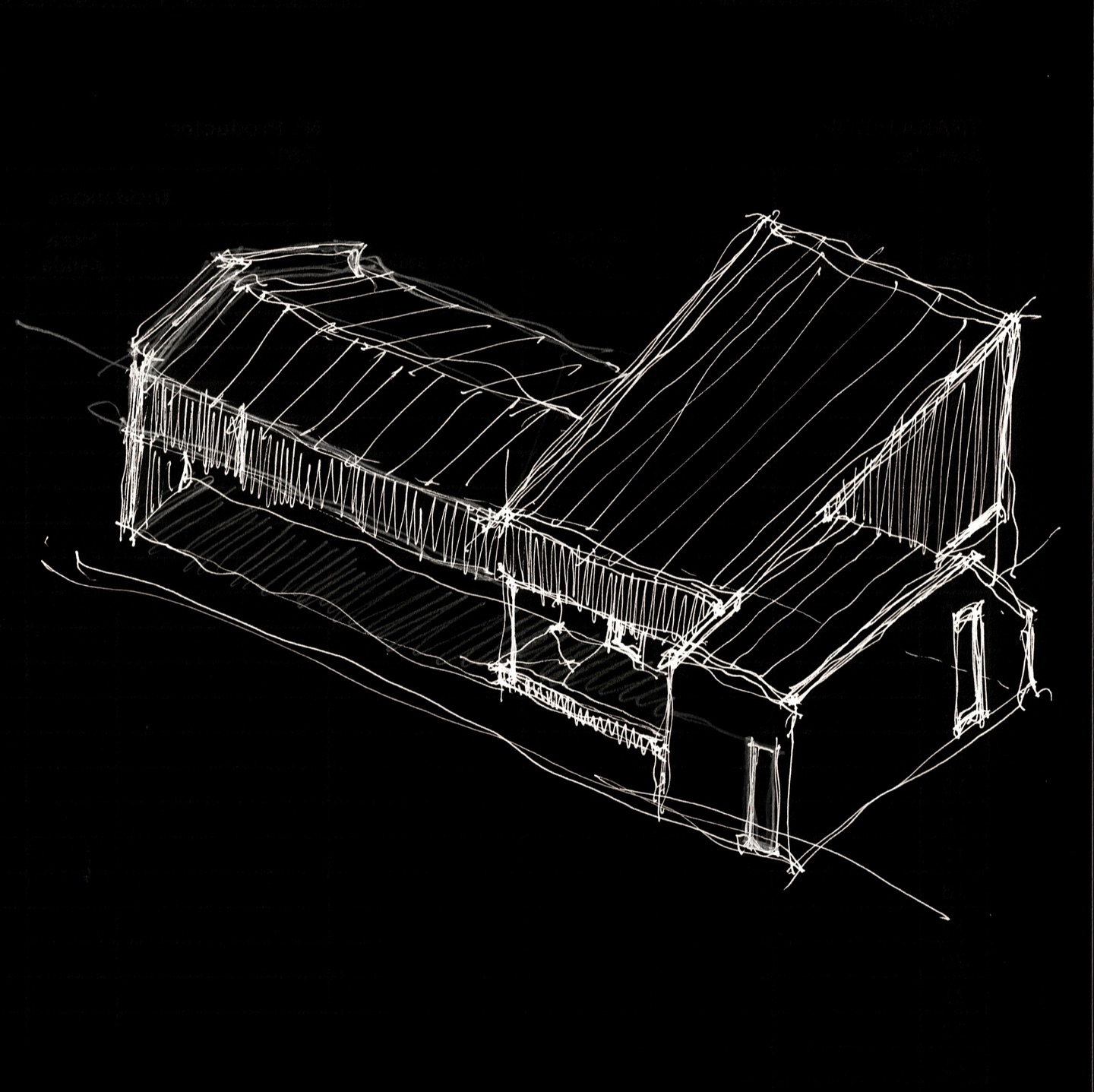 Croquis de volumetría de la Casa de la rasa